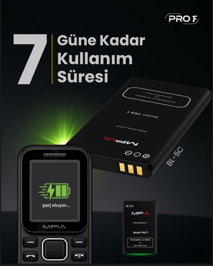 MPIA PRO F Tuşlu Telefon | FM Radyo, Bluetooth, Type-C Şarj