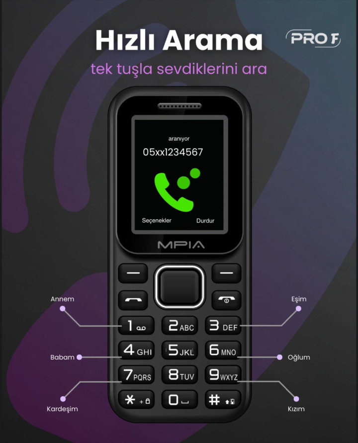 MPIA PRO F Tuşlu Telefon | FM Radyo, Bluetooth, Type-C Şarj