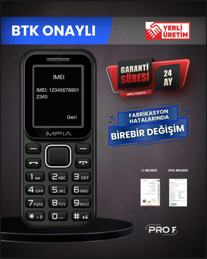 MPIA PRO F Tuşlu Telefon | FM Radyo, Bluetooth, Type-C Şarj