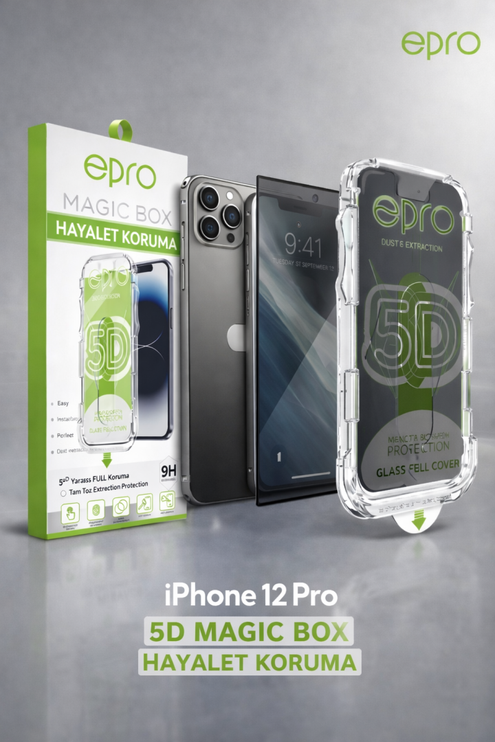 eprö iPhone 12 Pro 5D Magic Box Hayalet Ekran Koruyucu | 9H Tam Kapsama