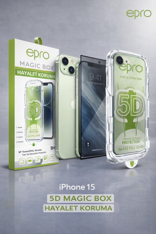 epro iPhone 15 5D Magic Box Hayalet Koruma 9H Ekran Koruyucu