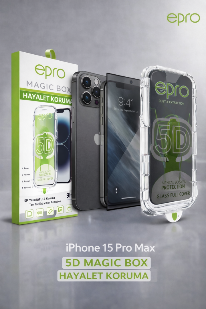 Epro iPhone 15 Pro Max 5D Hayalet Ekran Koruyucu