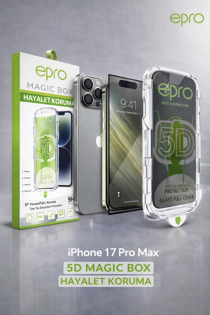 Epro iPhone 17 Pro Max Ekran Koruyucu 5D Magic Box Tam Korumalı