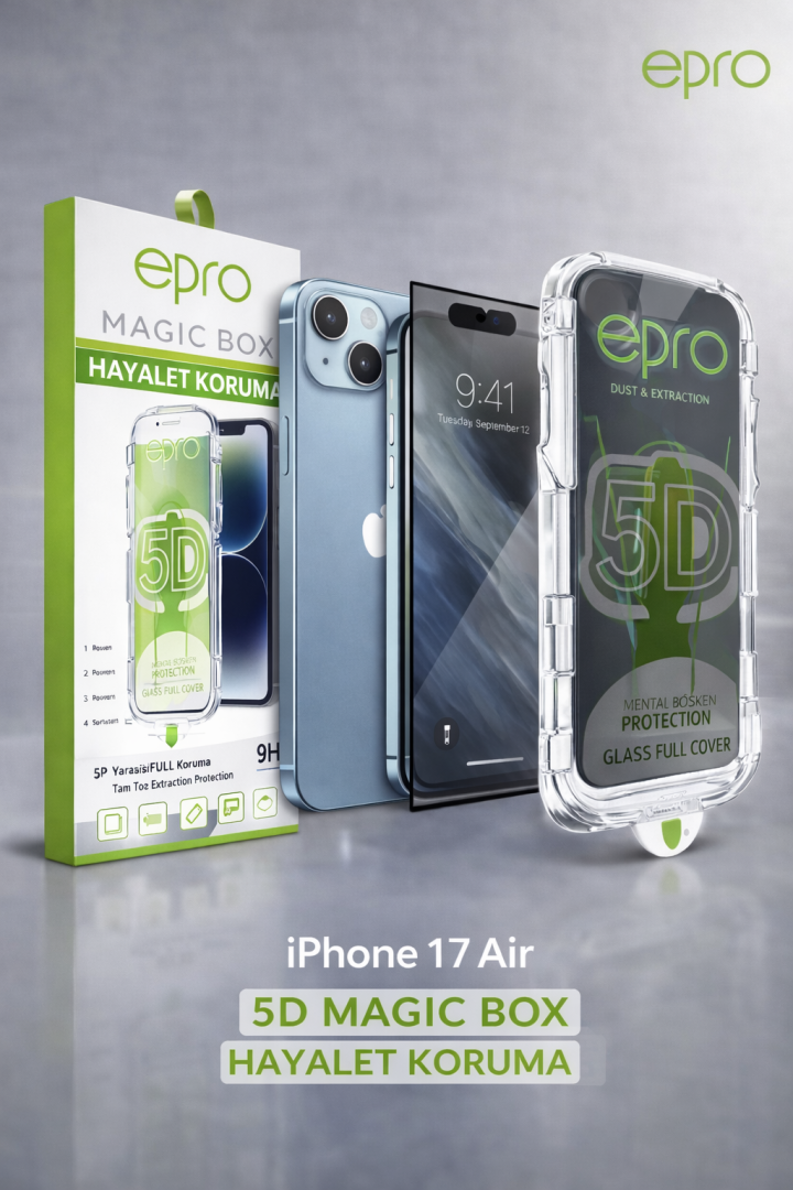 Epro iPhone 17 Air 5D Hayalet Ekran Koruyucu Kılıf Seti
