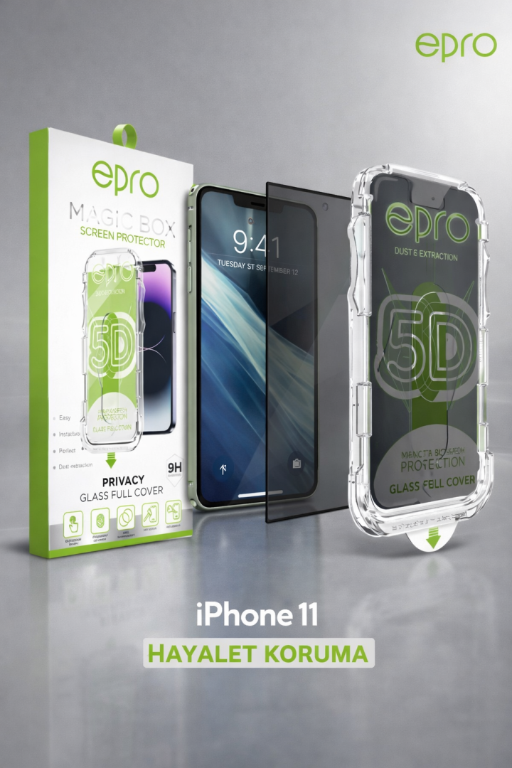 iPhone 11 Epro Magic Box Hayalet 5D Tam Ekran Koruyucu - Gizlilik