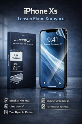 Lensun iPhone Xs Ekran Koruyucu Film Ultra Şeffaf