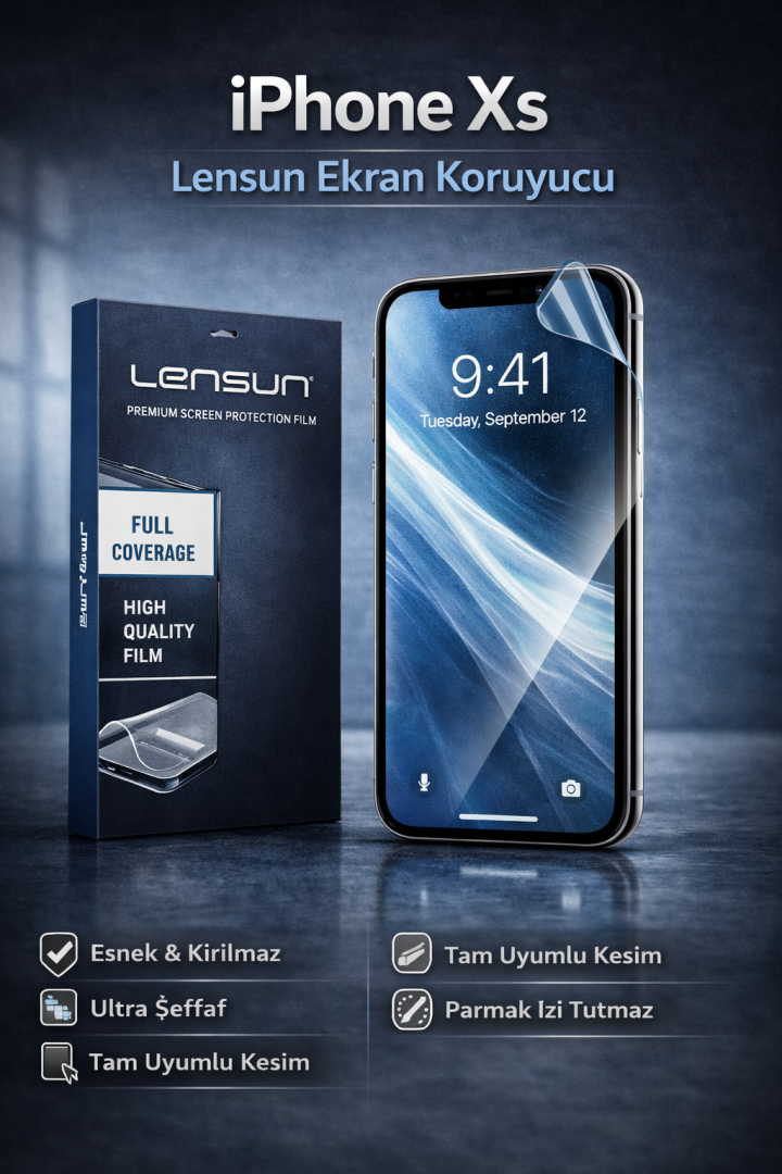 Lensun iPhone Xs Ekran Koruyucu Film Ultra Şeffaf