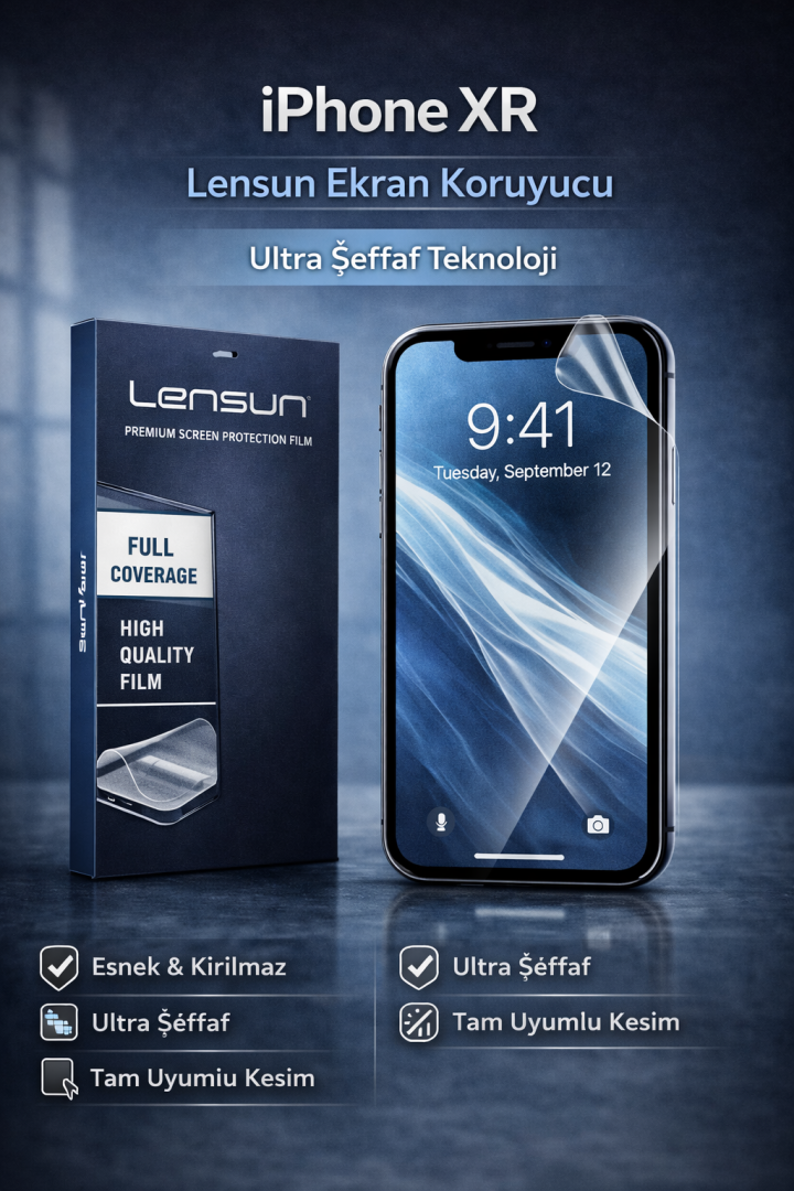 Lensun iPhone XR Ekran Koruyucu - Ultra Şeffaf & Kırılmaz