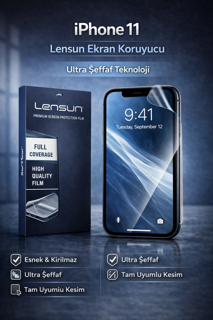 Lensun iPhone 11 Ekran Koruyucu Ultra Şeffaf Film