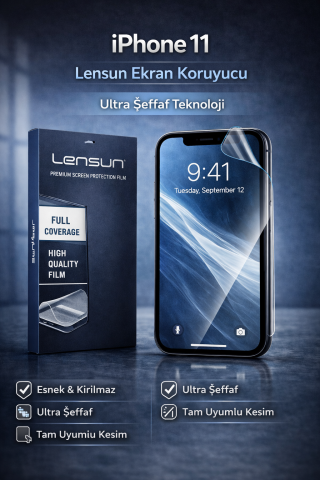LENSUN iPhone 11 Ultra Şeffaf Ekran Koruyucu Film