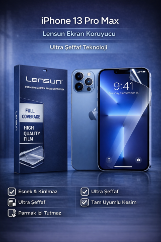 Lensun iPhone 13 Pro Max Ekran Koruyucu Film - Ultra Şeffaf