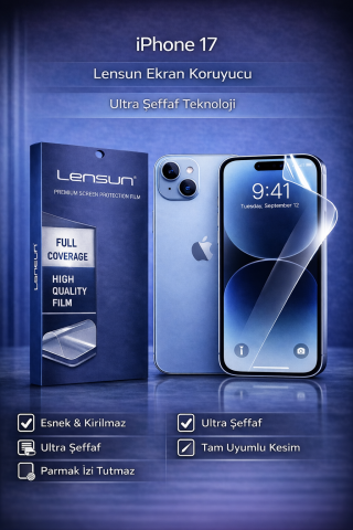 Lensun iPhone 17 Ultra Şeffaf Esnek Ekran Koruyucu Film
