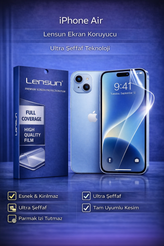 Lensun iPhone Air Ultra Şeffaf Premium Ekran Koruyucu Film