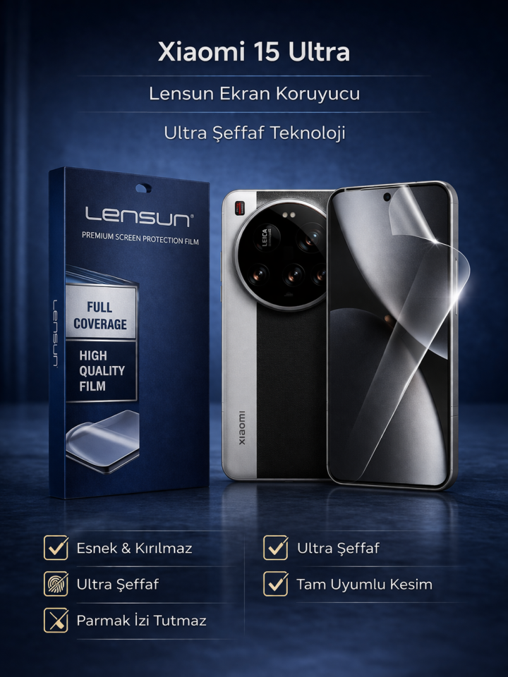 Xiaomi 15 Ultra Lensun Ultra Şeffaf Esnek Ekran Koruyucu Film