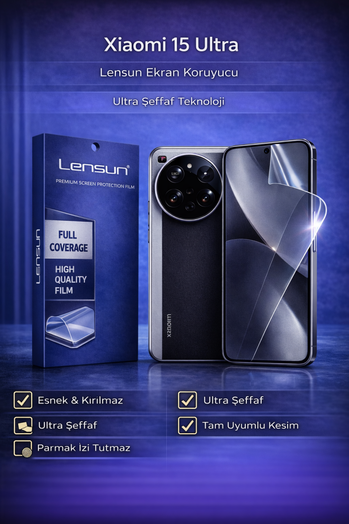 Xiaomi 15 Ultra Lensun Ultra Şeffaf Esnek Kırılmaz Ekran Koruyucu
