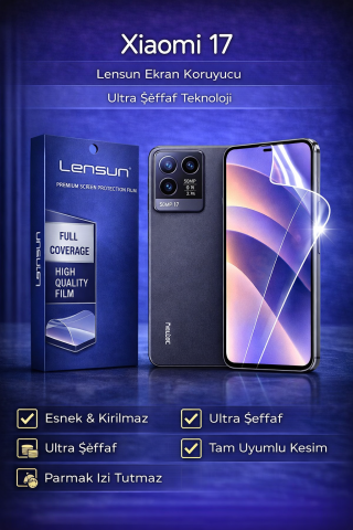 Xiaomi 17 Lensun Ultra Şeffaf Esnek Ekran Koruyucu | Tam Kapsama