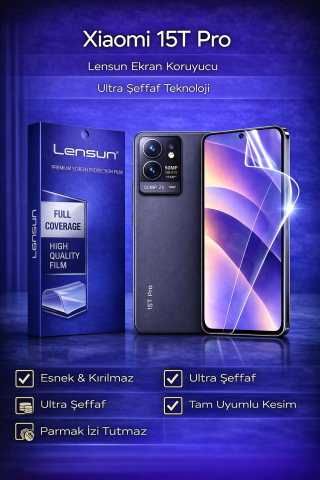 Lensun Xiaomi 15T Pro Ultra Şeffaf Esnek Ekran Koruyucu Film
