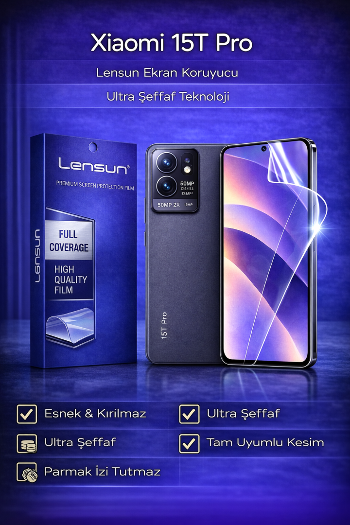 Lensun Xiaomi 15T Pro Ultra Şeffaf Esnek Ekran Koruyucu Film