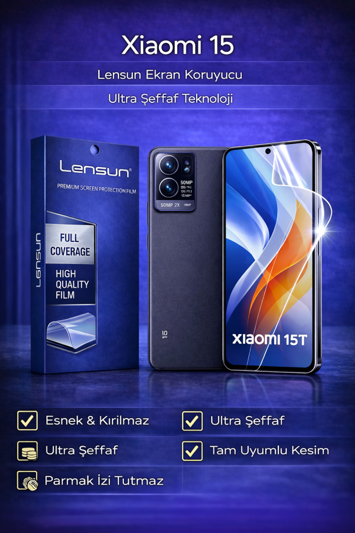 LENSUN Xiaomi 15T Ultra Şeffaf Ekran Koruyucu Film