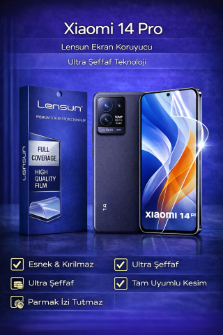 Xiaomi 14 Pro Uyumlu LENSUN Ultra Şeffaf Ekran Koruyucu