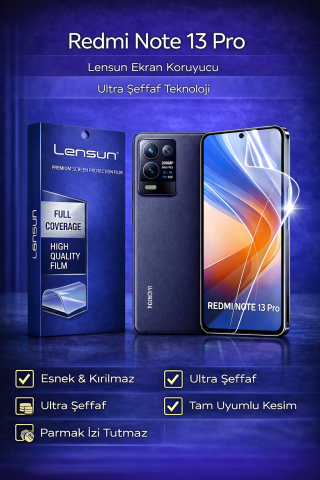 Lensun Redmi Note 13 Pro Ultra Şeffaf Ekran Koruyucu