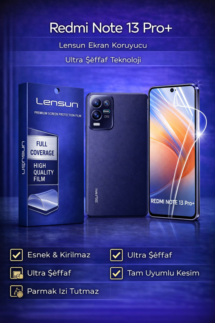 LENSUN Redmi Note 13 Pro+ Ekran Koruyucu - Ultra Şeffaf