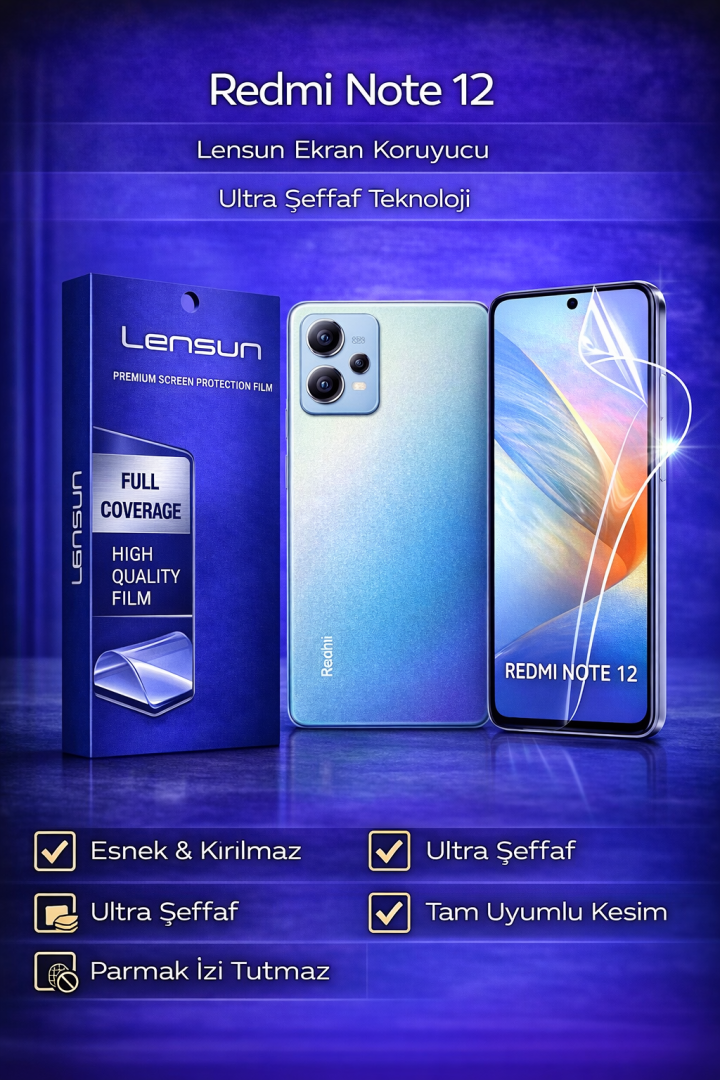 LENSUN Redmi Note 12 Ultra Şeffaf Ekran Koruyucu
