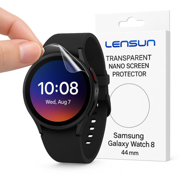 Lensun Şeffaf Nano Ekran Koruma Samsung Uyumlu Galaxy Watch 8 44mm