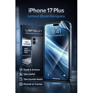 iPhone 17 Plus Lensun Ekran Koruyucu | Esnek, Kırılmaz, Şeffaf Film