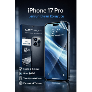 iPhone 17 Pro Ekran Koruyucu | Lensun Esnek Kırılmaz Ultra Şeffaf Film
