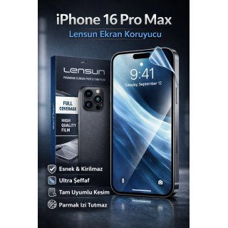 iPhone 16 Pro Max Lensun Esnek Kırılmaz Ultra Şeffaf Ekran Koruyucu