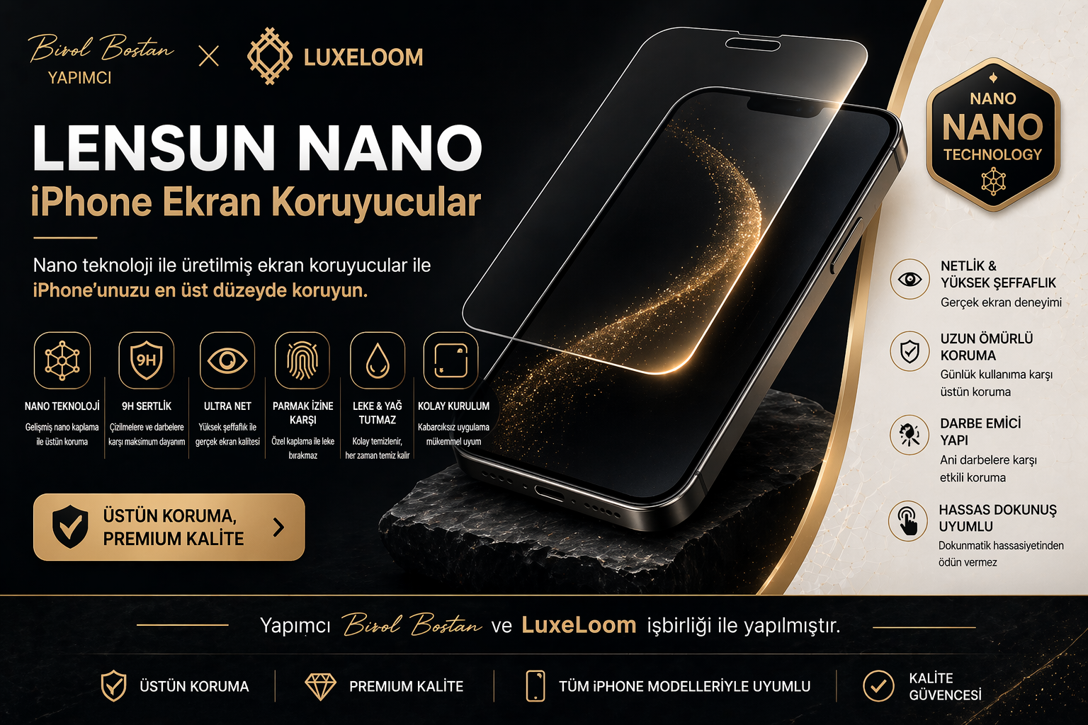 İphone Lensun Şeffaf Ekran Koruyucu Tüm Modelelr Burada